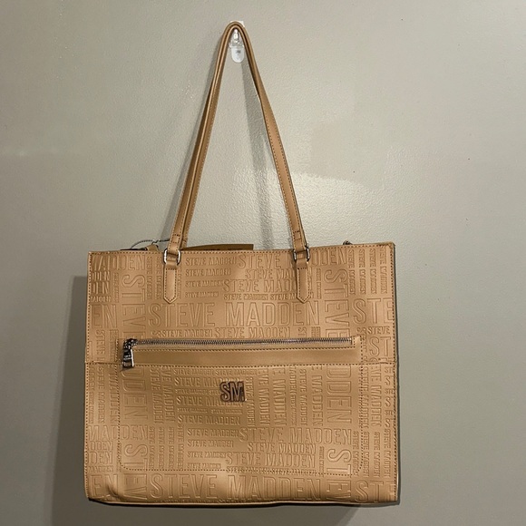 Steve Madden Embossed Tan Tote Bag 2pc set - Picture 1 of 10
